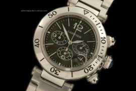CARPS01103 Pasha Seatimer Chrono SS/SS Black Jap Quartz Chrono