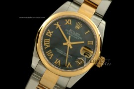RDJmT30067 SS/YG Oyster MOP Black Roman Swiss Eta 2836-2