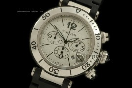 CARPS01102 Pasha Seatimer Chrono SS/RU White Jap Quartz Chrono