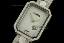 CHAPR10001 Ladies Premiere White SS/Ceramic/Diamonds Jap Qtz/Box