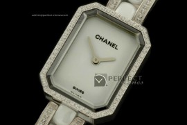 CHAPR10001 Ladies Premiere White SS/Ceramic/Diamonds Jap Qtz/Box