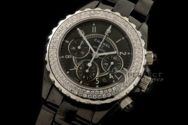 CHA00089 J12 Auto Chrono Blk/Diam Full Ceramic A-775Sec