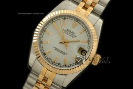 RDJmT10021 SS/YG Jubilee Pearl White Sticks Swiss Eta 2836-2