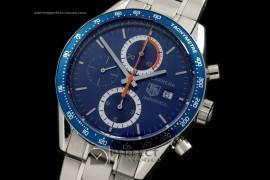 TG01051 Brad Pitt Special Ed Carrera Chrono SS Blue Swiss 7752