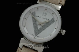 LVLV10012 Ladies Tambour V SSLE White Ceramic Bez Jap Quartz