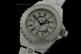 CHAA00103 Ladies J12 White Ceramic/Genuine Diamonds Swiss Quartz