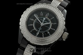 CHAA00106 Ladies J12 Black Ceramic/Genuine Diamonds Swiss Quartz