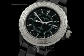 CHAA00114 Men J12 White Ceramic/Genuine Diamonds Swiss Eta 2824