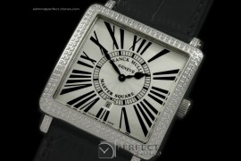 FMMSQ10011 Mid Master Square SS/LE Wht Jap Quartz