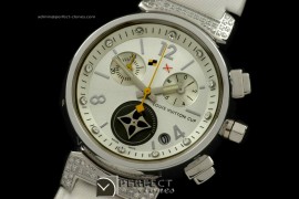 LV10046 LV Cup Chronograph Ladies SS/LE White Jap Qtz C/w B