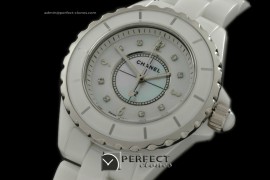 CHA01008 J12 Ladies White Ceramic MOP White Diam Jap Quartz