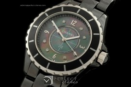 CHA01009 J12 Men Black Ceramic MOP Black Diam Jap Quartz