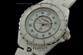 CHA01007 J12 Men White Ceramic MOP White Diam Jap Quartz