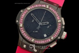 HB38-03004 Big Bang 38mm PVD/Sq Pink/Diam/Ru All Black Jap Quart