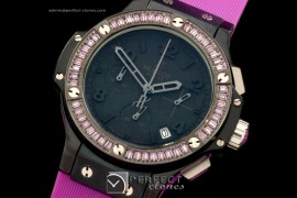 HB38-03005 Big Bang 38mm PVD/Sq Pur/Diam/Ru All Black Jap Quartz