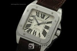 CARS00048BR Santos 10Mid SS/LE White Swiss Eta 2671 Ult Ver