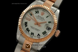 RDJmRT40068 SS/RG Oyster White/Green Roman Swiss Eta 2836-2