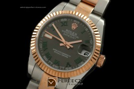 RDJmRT40069 SS/RG Oyster Black/Green Roman Swiss Eta 2836-2