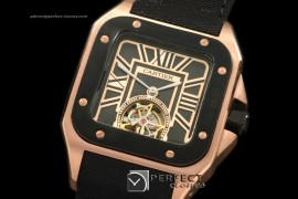 CARS10076 Santos 10Tourbillon RG/PVD/NY Black Asian 2813