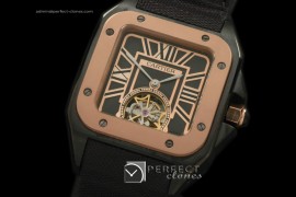 CARS10074 Santos 10Tourbillon PVD/RG/NY Black Asian 2813