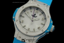 HB38-01114 Big Bang 38mm SS/Diam/Ru Diam Bez White Swiss Qtz
