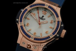HB38-01058 Big Bang 38mm RG/Blue/Sq Rub/RU Aspen White Swiss Qtz