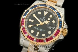 RLGT01016 YG/Diam Anni GMT SS/YG/Diam Black Swiss Eta 2836 GMT