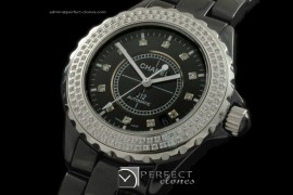 CHA01033 J12 Black Ceramic / Diamonds Men Asia Eta 2836-2