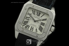 CARS00049BK Santos 10Mid SS/LE White Swiss Eta 2671 Ult Ver