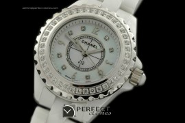 CHA-MI-1002 J12 Mini White Ceramic Diamonds Japanese Quartz/Boxs