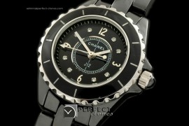 CHA-MI-1011 J12 Mini Black Ceramic Japanese Quartz/Boxset