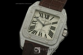 CARS00092BR Santos 10Men SS/Diam/LE White Asian 2824 Ul