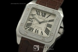 CARS00090BR Santos 10Men SS/Diam/LE White Asian 2824 Ul
