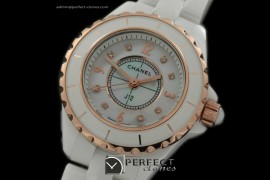 CHA-MI-1021 J12 Mini White Cer/RG TT Japanese Quartz/Boxset