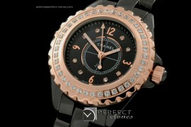CHA-MI-1032 J12 Mini Black Cer/RG TT Diam Japanese Quartz/Boxset