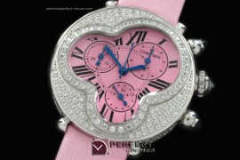 CARL10008 Libre Ronde Chrono Ladies SS/Diam Pink Jap Quartz Chro