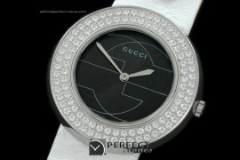 GU00262 U Play Mid Size SS/LE Blk / Diam Jap Quartz