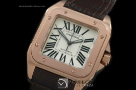 CARS00071BR Santos 10Mid RG/LE White Swiss Eta 2671 Ult Ver