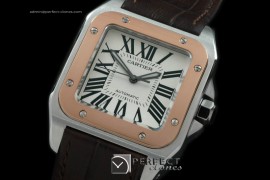 CARS00061BR Santos 10Mid TT/RG/LE White Swiss Eta 2671 Ult Ver