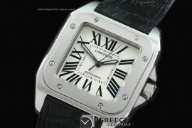 CARS00048BK Santos 10Mid SS/LE White Swiss Eta 2671 Ult Ver