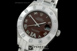 RLMPmS01113 SS 12 Diam Bez Brown Roman Swiss Eta 2836-2