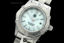 TGAQL10056 Aqracer Ladies SS/SS MOP Wht Stk S-Qtz