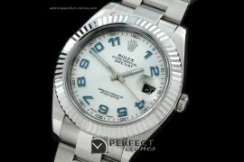 R41DJS00133 SS Oyster Fluted White Blue Num Asian Eta 2836-2 25J