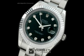 R41DJS00122 SS Oyster Fluted Black Diamond Asian Eta 2836-2 25J