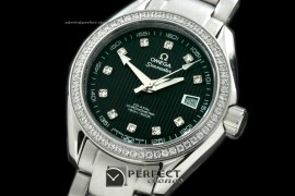 OMDEL10017 Deville Ladies SS/SS/Diam Black Diam Jap Quartz