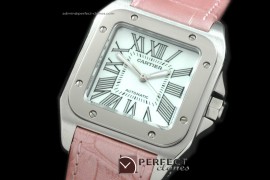 CARS00041PK Santos 10Mid SS/LE Wht Swiss Eta 2671