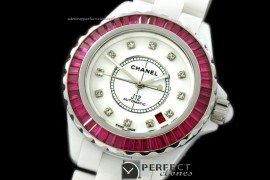 CHA00192 J12 BN Limited Ed White Cer/Ruby Men Asia Eta 2824-2