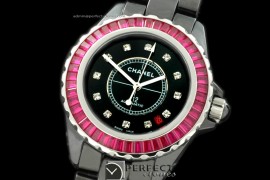 CHA00193 J12 BN Limited Ed Black Cer/Ruby Men Asia Eta 2824-2