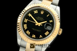 R41DJT00112 SS/YG Oyster Fluted Black Roman Asian Eta 2836-2 2