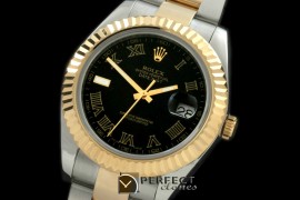 R41DJT00117 SS/YG Oyster Fluted Black Roman Asian Eta 2836-2 2